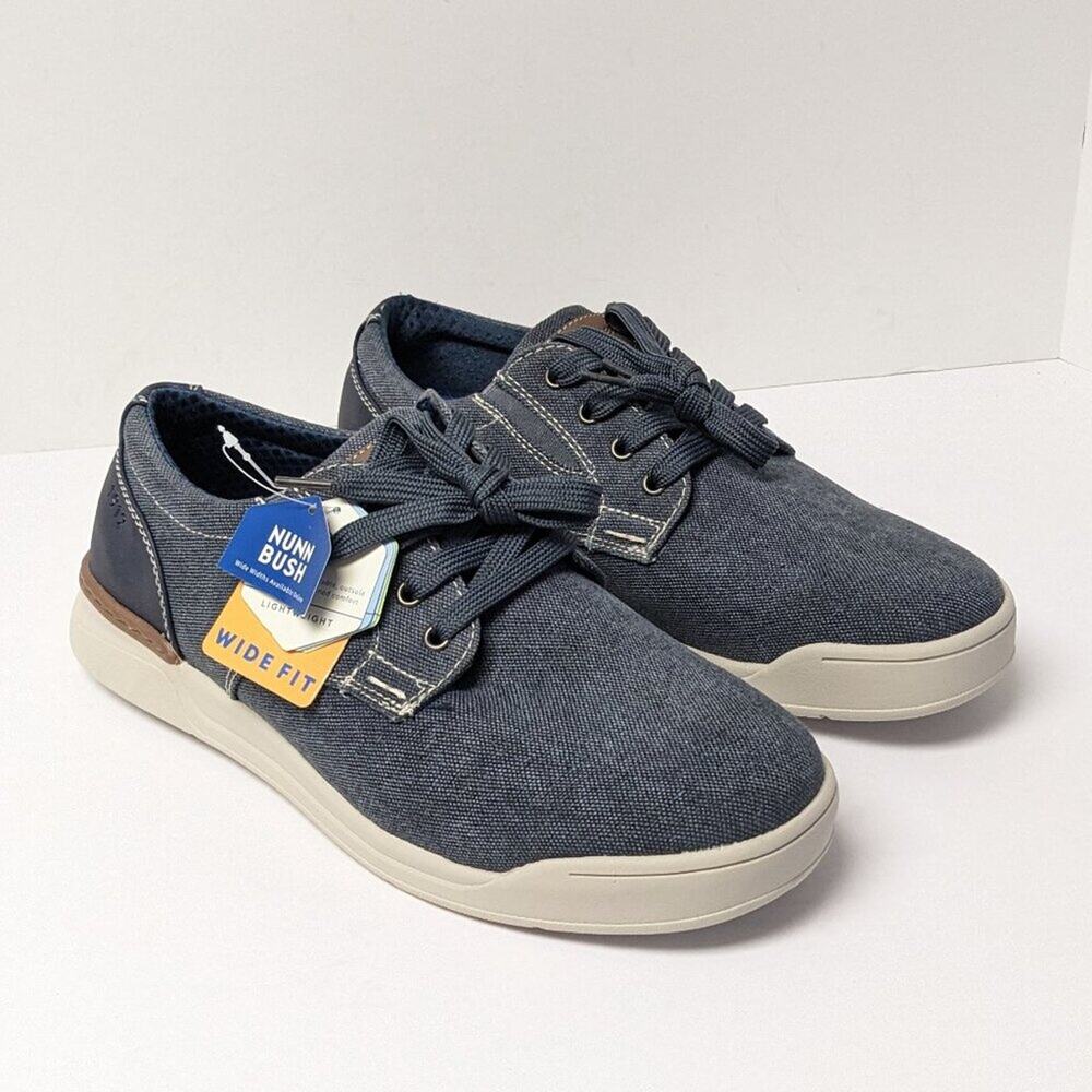 Nunn Bush Tour Canvas Plain Toe Sneakers, Dark Blue, Men's 8.5 Wide